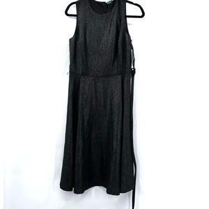 Lauren Ralph Lauren Womens Sleeveless Fit and Flare Belted Shimmer Dress